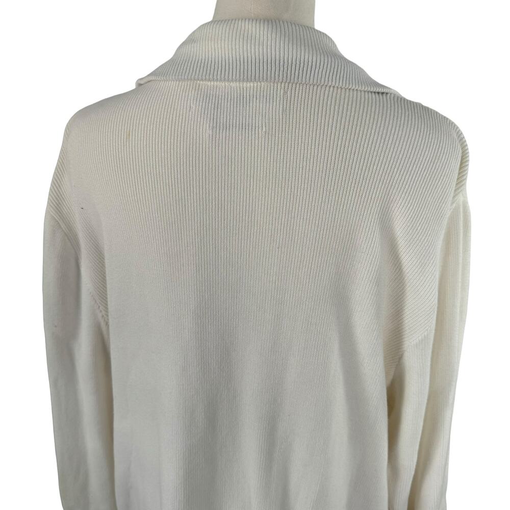 Tommy Hilfiger Vintage Zip-Up Sweater Jacket White Preppy Casual Rib Knit 2XL - Picture 14 of 16